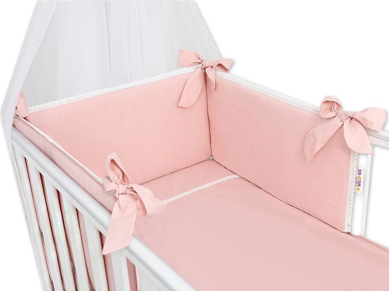 Baby Nellys Luxusní 3-dílná sada Mantinel s povlečením Royal Baby - pudrová - 120x90 - obrázek 1