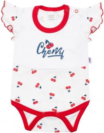 Kojenecké bavlněné body s krátkým rukávem New Baby Cherry, Červená, 86 (12-18m) - obrázek 1