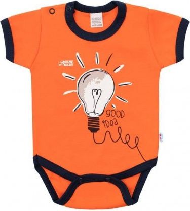 Kojenecké bavlněné body s krátkým rukávem New Baby Happy Bulbs, Oranžová, 56 (0-3m) - obrázek 1