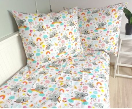 Baby Nellys 2-dílné bavlněné povlečení - Koala a duha, bílá, Velikost povlečení 140x200/70x90cm