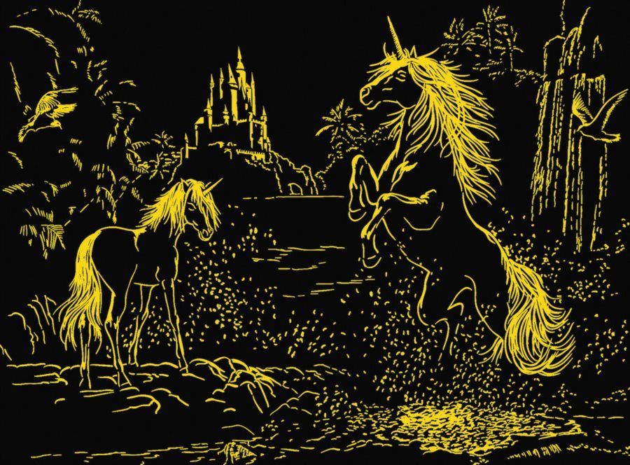 RAVENSBURGER Svítící puzzle Jednorožci u řeky 500 dílků - obrázek 3