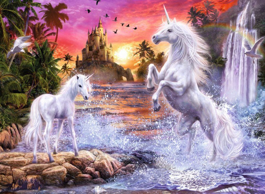 RAVENSBURGER Svítící puzzle Jednorožci u řeky 500 dílků - obrázek 4