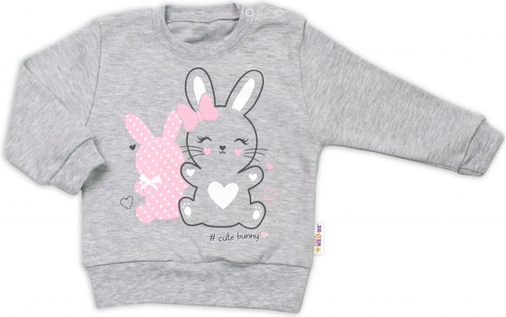Baby Nellys Baby Nellys Kojenecká tepláková souprava Cute Bunny - šedá, vel. 74 74 (6-9m) - obrázek 2