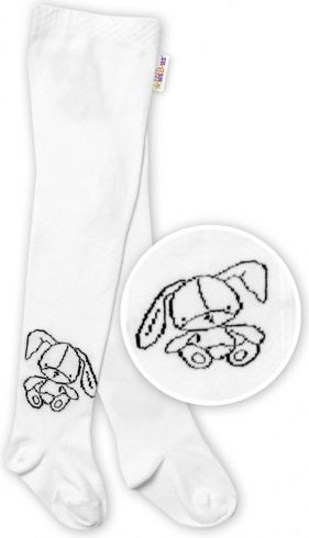 Baby Nellys Baby Nellys Dětské bavlněné punčocháče Cute Bunny - bílé, vel. 80/86 80-86 (12-18m) - obrázek 1