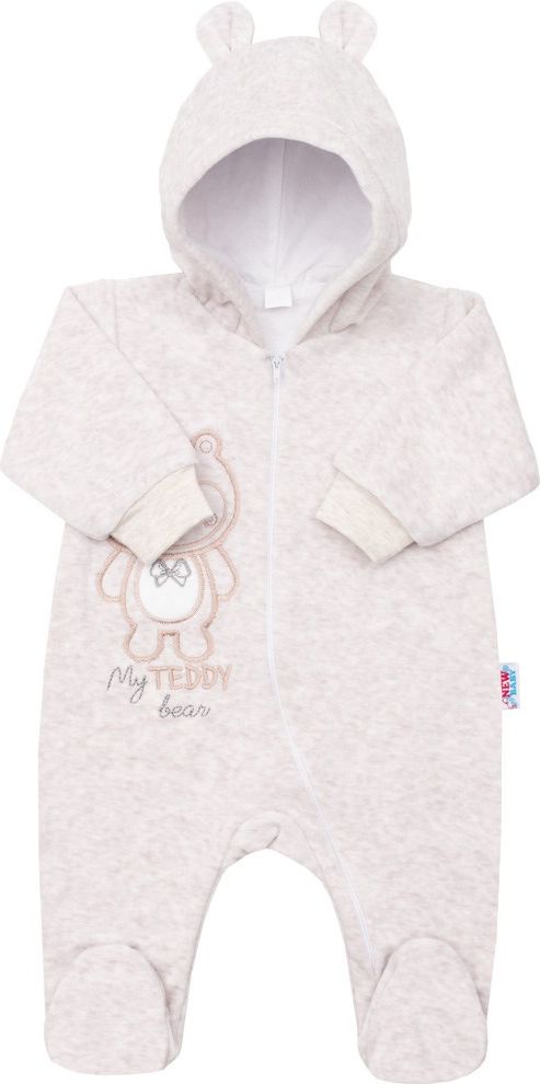 Kojenecký semiškový overal s kapucí New Baby Sweetheart béžový 68 (4-6m) - obrázek 1