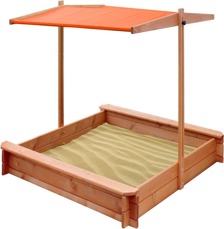Dětské dřevěné pískoviště se stříškou NEW BABY 120x120 cm oranžové - obrázek 1