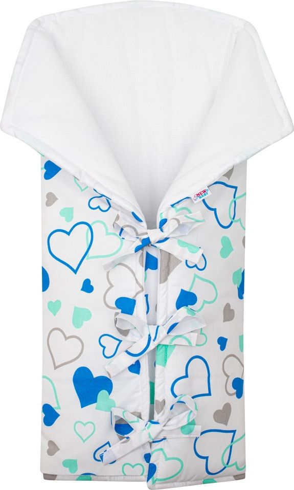 Klasická šněrovací zavinovačka New Baby JACKET modrá srdíčka - obrázek 1