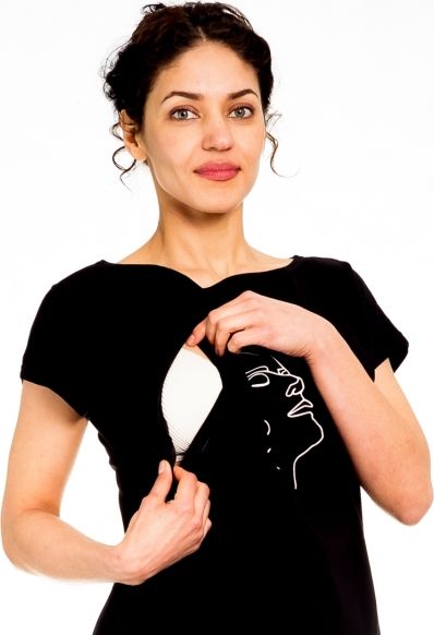 Be MaaMaa Be MaaMaa Těhotenské/kojicí triko, halenka, FACES - černé, vel. XL - obrázek 4