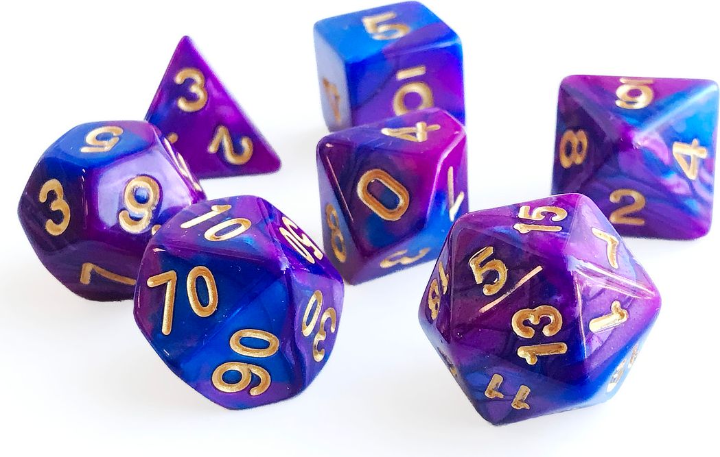 TLAMA games Sada 7 dvoubarevných perleťových kostek pro RPG Barva: černo-šarlatová - obrázek 13