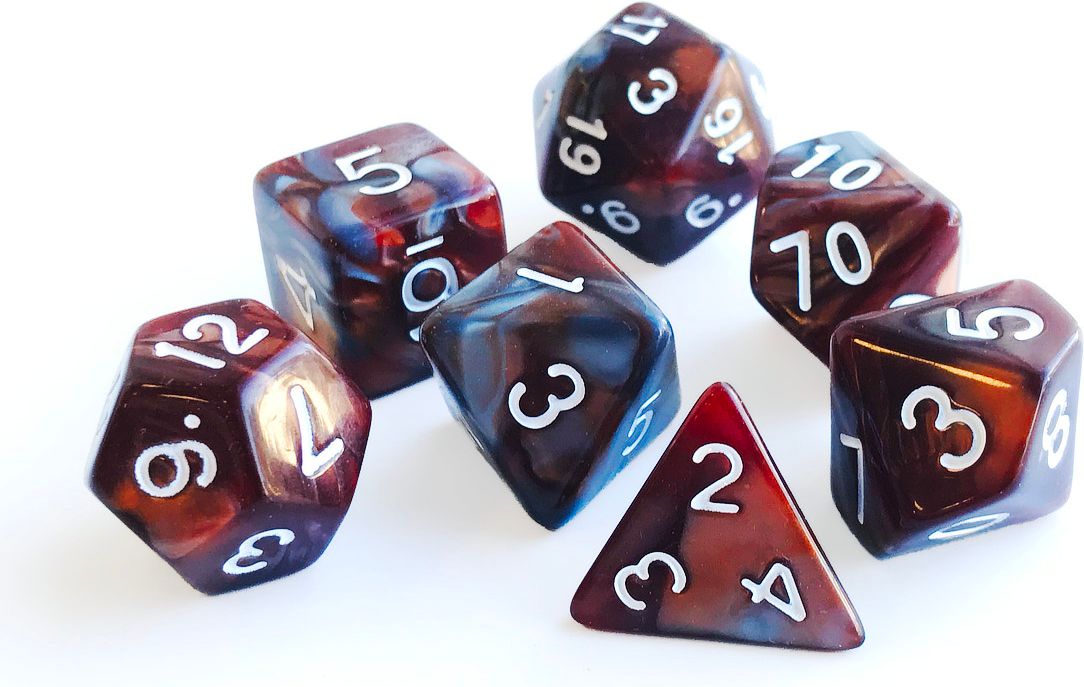 TLAMA games Sada 7 dvoubarevných perleťových kostek pro RPG Barva: azurovo-šedá - obrázek 12