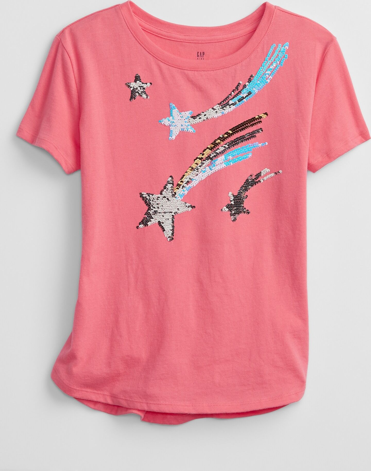 GAP růžové dětské tričko flippy sequin graphic t-shirt - XS - obrázek 2