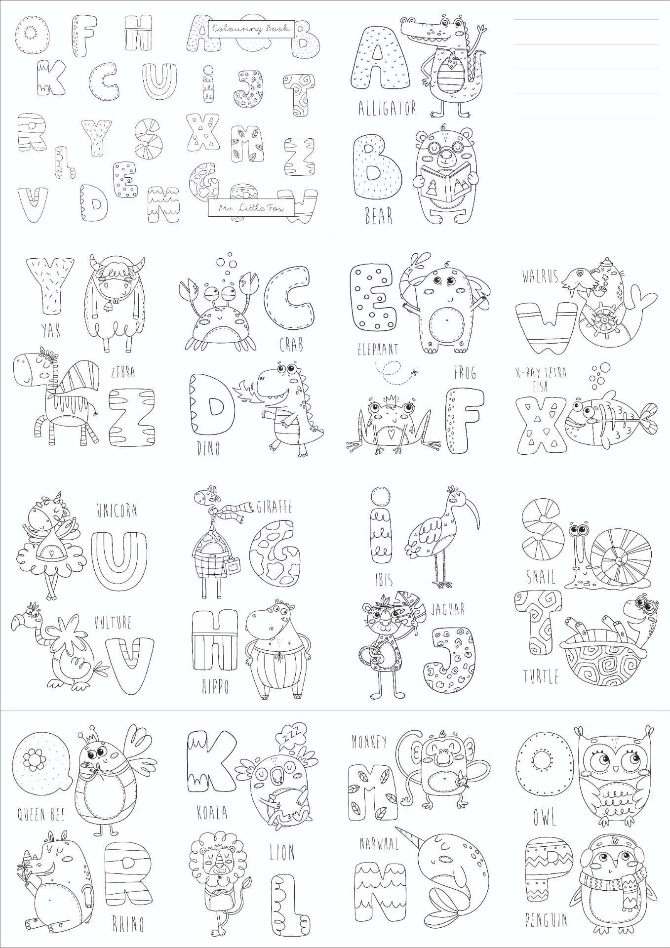 MR. LITTLE FOX Látková vybarvovací knížka Alphabet book - obrázek 2