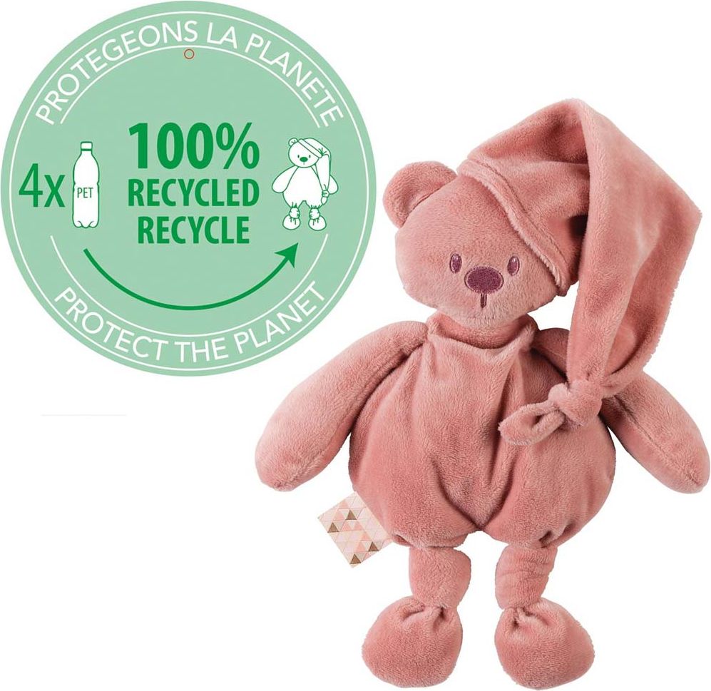 NATTOU Hračka plyšová medvídek Lapidou 100% recycled old pink 36cm - obrázek 2