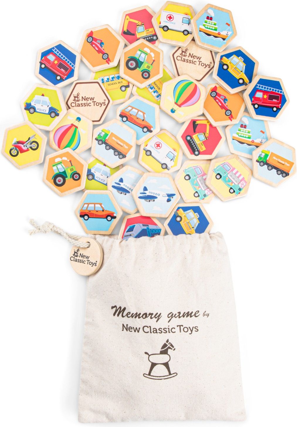 New Classic Toys Dřevěné pexeso dopravní prostředky - obrázek 3