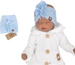 Stylová dětská čelenka - TURBAN světle modrá - 0-6měs. - obrázek 1