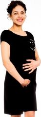 Těhotenská/Kojící noční košile krátký rukáv - MOON černá - BeMaaMaa  velikost L/XL - obrázek 2