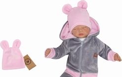 Čepice kojenecká semišková - TEDDY světle růžová - vel.56-62 - obrázek 1