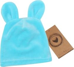 Čepice kojenecká semišková - TEDDY tyrkysová - vel.56-62 - obrázek 2