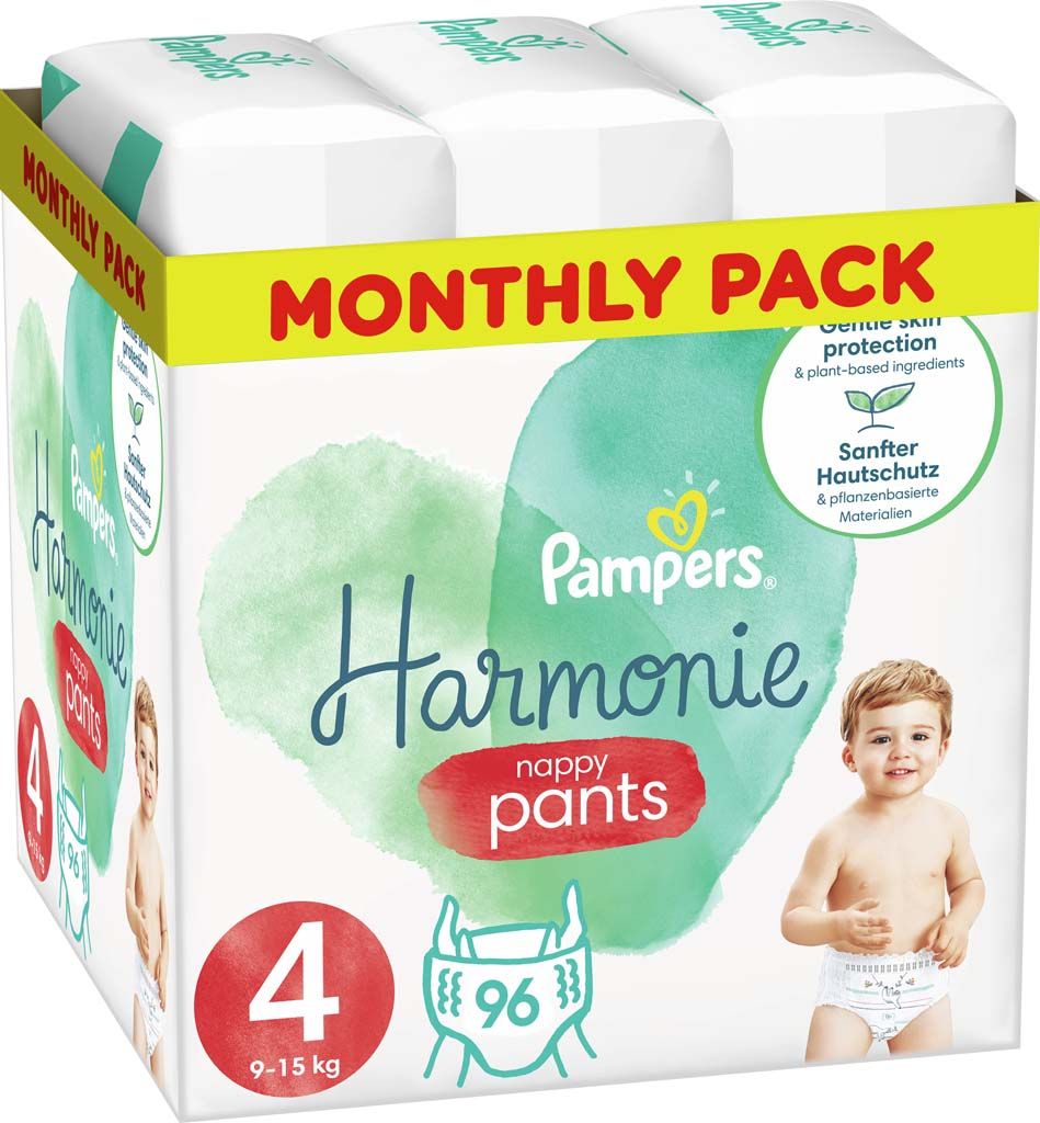 PAMPERS Pants Harmonie Plenkové Kalhotky Velikost 4, 96 ks, 9-15 kg - obrázek 1