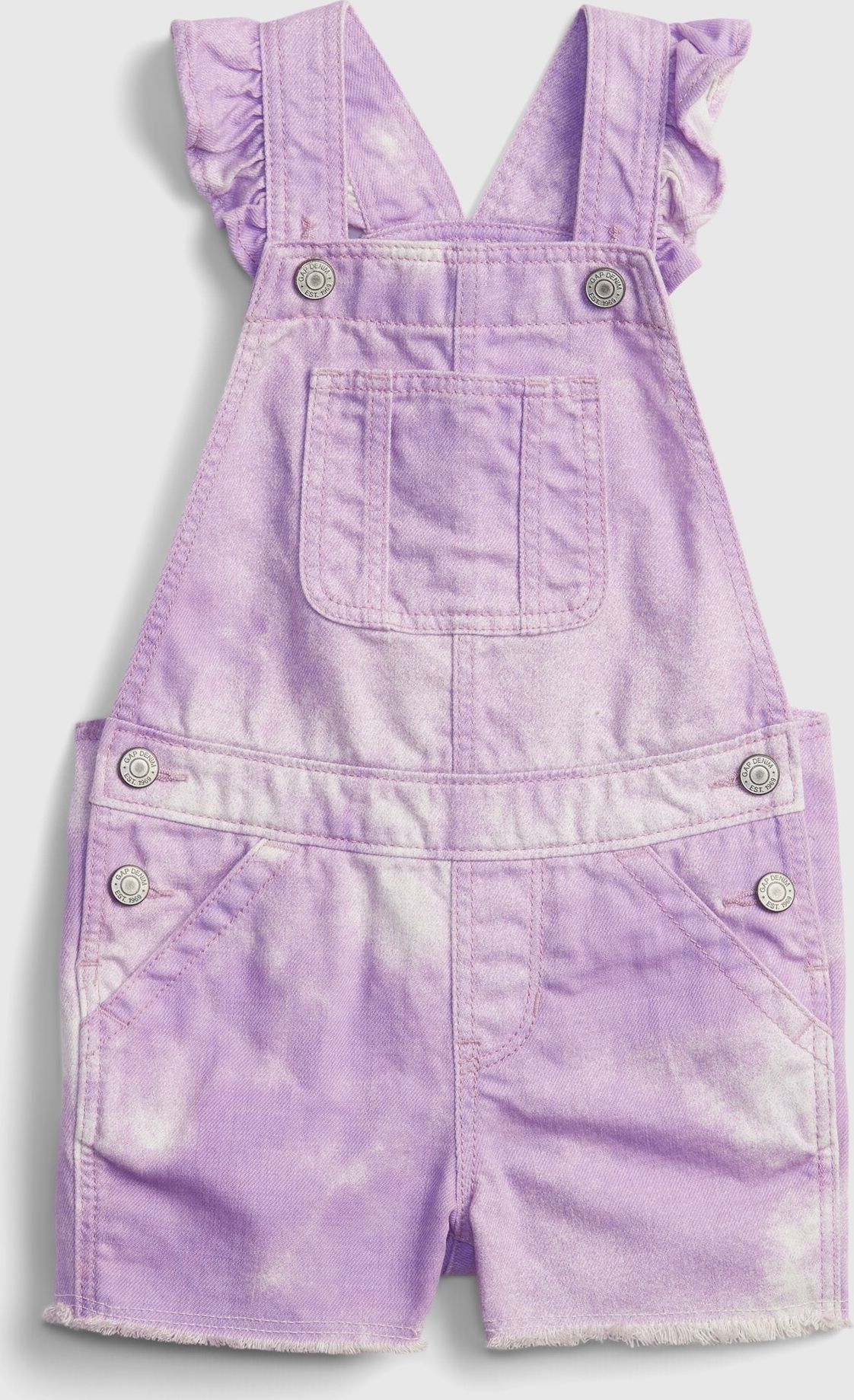 Dětský overal tie-dye denim shortalls with Washwell Růžová - 3YRS - obrázek 1