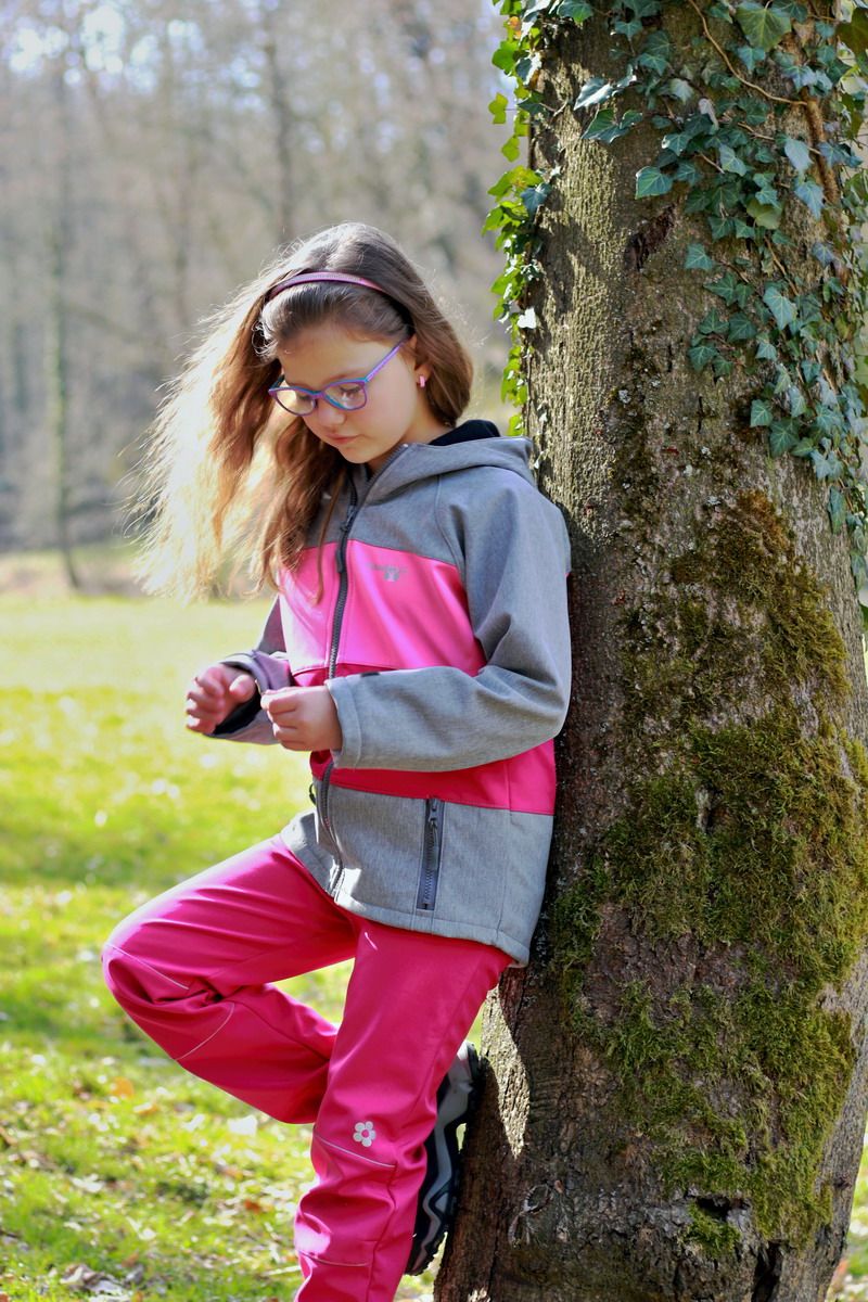 Kukadloo dětská softshellová bunda - šedý melír-růžovo-fuchsiová Velikost oblečení: 110 - obrázek 2