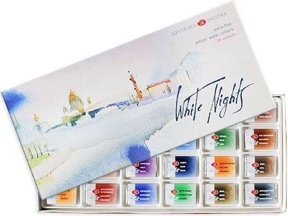 Nevskaya Palitra White Nights 19411586 akvarelové barvy 24 barev v kartonu - obrázek 1