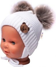 Čepice zimní pletená chlupáčkové bambulky - TEDDY BEAR bílá - vel.56-68 - obrázek 2