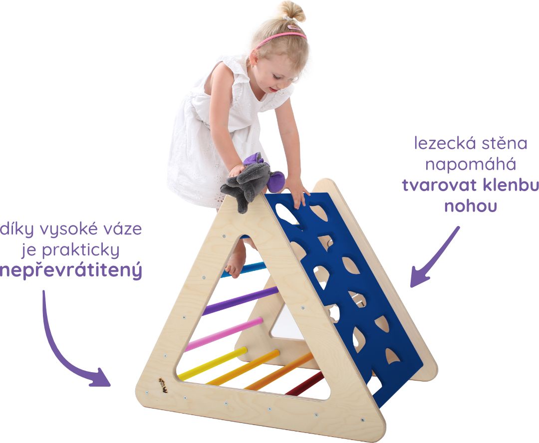 Nouly Toys Montessori Piklerové trojúhelník s activity board stěnou HP-PMT-06 mentolová-růžová-šedá - obrázek 3