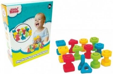 Šrouby a matice pro nejmenší 24ks plast v krabici 16x21x6cm 24m+ - obrázek 1