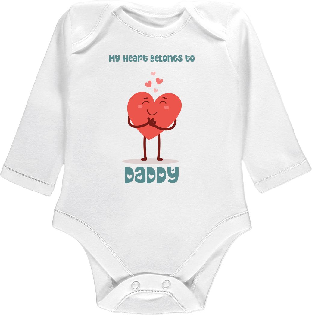 Kojenecké body Ellie Bee, krátký nebo dlouhý rukáv, barva bílá, motiv "My heart belongs to daddy" Velikost: 0 - 3 měsíce (56 - 62cm), Rukáv: krátky - obrázek 3