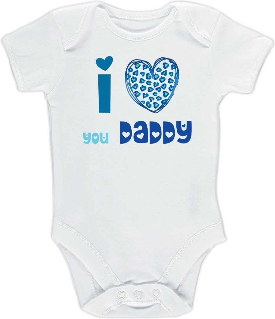 Kojenecké body Ellie Bee, krátký nebo dlouhý rukáv, barva bílá, motiv "I love you daddy" Velikost: 0 - 3 měsíce (56 - 62cm), Rukáv: krátky - obrázek 1